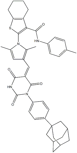 496914-64-8 2-{3-[(1-[4-(1-adamantyl)phenyl]-2,4,6-trioxotetrahydro-5(2H)-pyrimidinylidene)methyl]-2,5-dimethyl-1H-pyrrol-1-yl}-N-(4-methylphenyl)-4,5,6,7-tetrahydro-1-benzothiophene-3-carboxamide