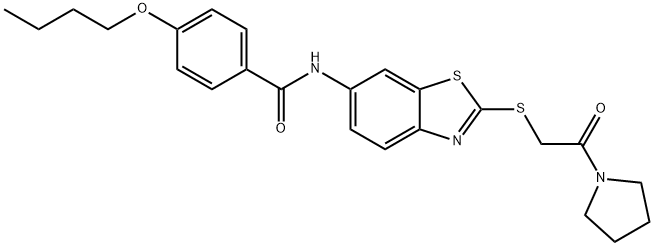 4-butoxy-N-{2-[(2-oxo-2-pyrrolidin-1-ylethyl)sulfanyl]-1,3-benzothiazol-6-yl}benzamide|