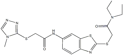 496914-78-4 N-(2-{[2-(diethylamino)-2-oxoethyl]sulfanyl}-1,3-benzothiazol-6-yl)-2-[(4-methyl-4H-1,2,4-triazol-3-yl)sulfanyl]acetamide