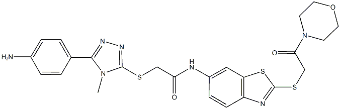 2-{[5-(4-aminophenyl)-4-methyl-4H-1,2,4-triazol-3-yl]sulfanyl}-N-{2-[(2-morpholin-4-yl-2-oxoethyl)sulfanyl]-1,3-benzothiazol-6-yl}acetamide Structure