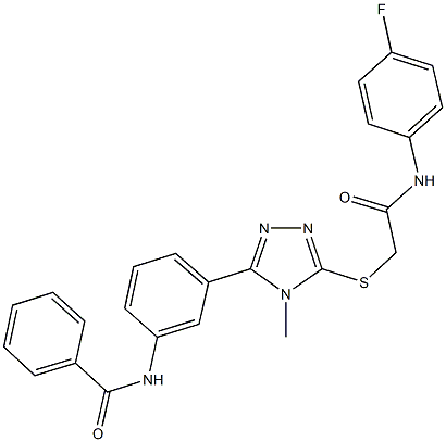 N-[3-(5-{[2-(4-fluoroanilino)-2-oxoethyl]sulfanyl}-4-methyl-4H-1,2,4-triazol-3-yl)phenyl]benzamide 化学構造式