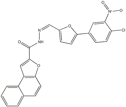 N'-[(5-{4-chloro-3-nitrophenyl}-2-furyl)methylene]naphtho[2,1-b]furan-2-carbohydrazide Structure