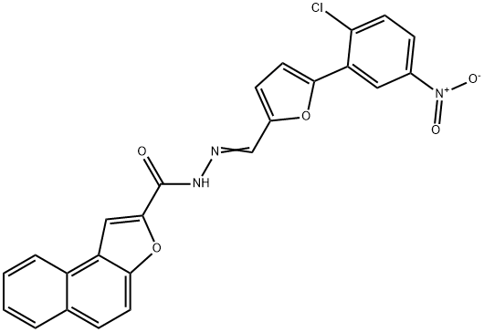 N'-[(5-{2-chloro-5-nitrophenyl}-2-furyl)methylene]naphtho[2,1-b]furan-2-carbohydrazide 化学構造式