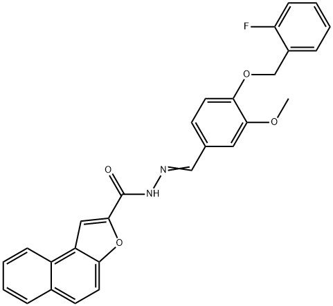 N'-{4-[(2-fluorobenzyl)oxy]-3-methoxybenzylidene}naphtho[2,1-b]furan-2-carbohydrazide,496915-86-7,结构式