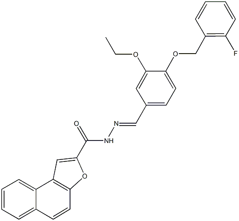 N'-{3-ethoxy-4-[(2-fluorobenzyl)oxy]benzylidene}naphtho[2,1-b]furan-2-carbohydrazide 结构式
