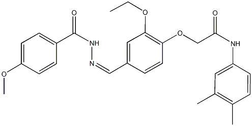 N-(3,4-dimethylphenyl)-2-{2-ethoxy-4-[2-(4-methoxybenzoyl)carbohydrazonoyl]phenoxy}acetamide Struktur