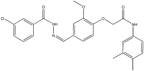 2-{4-[2-(3-chlorobenzoyl)carbohydrazonoyl]-2-methoxyphenoxy}-N-(3,4-dimethylphenyl)acetamide,496919-58-5,结构式