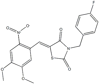 3-(4-fluorobenzyl)-5-{2-nitro-4,5-dimethoxybenzylidene}-1,3-thiazolidine-2,4-dione 结构式