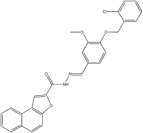 N'-{4-[(2-chlorobenzyl)oxy]-3-methoxybenzylidene}naphtho[2,1-b]furan-2-carbohydrazide Struktur