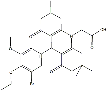 (9-(3-bromo-4-ethoxy-5-methoxyphenyl)-3,3,6,6-tetramethyl-1,8-dioxo-2,3,4,5,6,7,8,9-octahydro-10(1H)-acridinyl)acetic acid 结构式