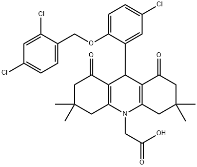 (9-{5-chloro-2-[(2,4-dichlorobenzyl)oxy]phenyl}-3,3,6,6-tetramethyl-1,8-dioxo-2,3,4,5,6,7,8,9-octahydro-10(1H)-acridinyl)acetic acid|