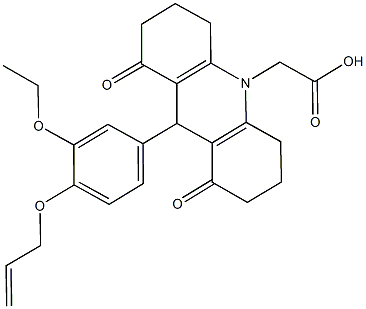 (9-[4-(allyloxy)-3-ethoxyphenyl]-1,8-dioxo-2,3,4,5,6,7,8,9-octahydro-10(1H)-acridinyl)acetic acid,496921-04-1,结构式