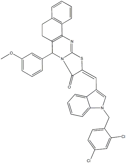 10-{[1-(2,4-dichlorobenzyl)-1H-indol-3-yl]methylene}-7-(3-methoxyphenyl)-5,7-dihydro-6H-benzo[h][1,3]thiazolo[2,3-b]quinazolin-9(10H)-one Structure