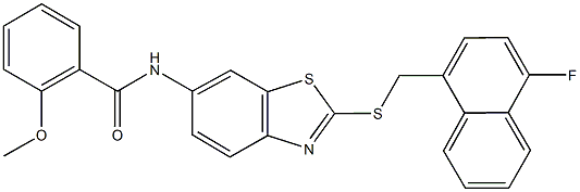 N-(2-{[(4-fluoro-1-naphthyl)methyl]sulfanyl}-1,3-benzothiazol-6-yl)-2-methoxybenzamide Structure