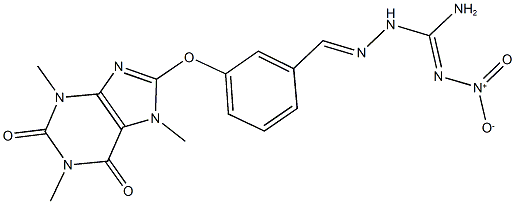 3-[(1,3,7-trimethyl-2,6-dioxo-2,3,6,7-tetrahydro-1H-purin-8-yl)oxy]benzaldehyde [amino(hydroxy)oxidocarbohydrazonoyl]hydrazone Structure