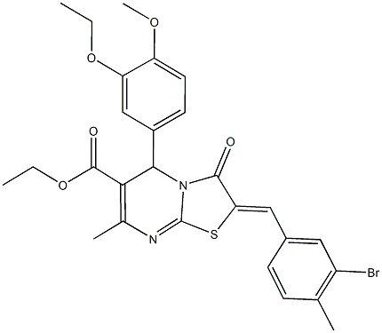 ethyl 2-(3-bromo-4-methylbenzylidene)-5-(3-ethoxy-4-methoxyphenyl)-7-methyl-3-oxo-2,3-dihydro-5H-[1,3]thiazolo[3,2-a]pyrimidine-6-carboxylate Structure