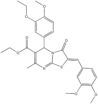 496928-10-0 ethyl 2-(3,4-dimethoxybenzylidene)-5-(3-ethoxy-4-methoxyphenyl)-7-methyl-3-oxo-2,3-dihydro-5H-[1,3]thiazolo[3,2-a]pyrimidine-6-carboxylate