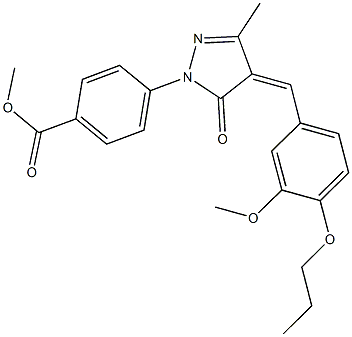 methyl 4-[4-(3-methoxy-4-propoxybenzylidene)-3-methyl-5-oxo-4,5-dihydro-1H-pyrazol-1-yl]benzoate Struktur