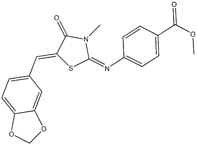 methyl 4-{[5-(1,3-benzodioxol-5-ylmethylene)-3-methyl-4-oxo-1,3-thiazolidin-2-ylidene]amino}benzoate Structure