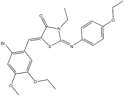 5-(2-bromo-5-ethoxy-4-methoxybenzylidene)-2-[(4-ethoxyphenyl)imino]-3-ethyl-1,3-thiazolidin-4-one,496928-23-5,结构式