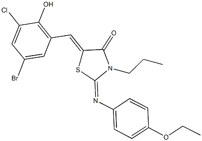 5-(5-bromo-3-chloro-2-hydroxybenzylidene)-2-[(4-ethoxyphenyl)imino]-3-propyl-1,3-thiazolidin-4-one Structure