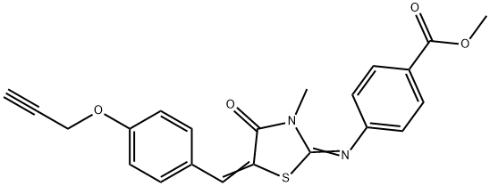 methyl 4-({3-methyl-4-oxo-5-[4-(2-propynyloxy)benzylidene]-1,3-thiazolidin-2-ylidene}amino)benzoate,496929-00-1,结构式