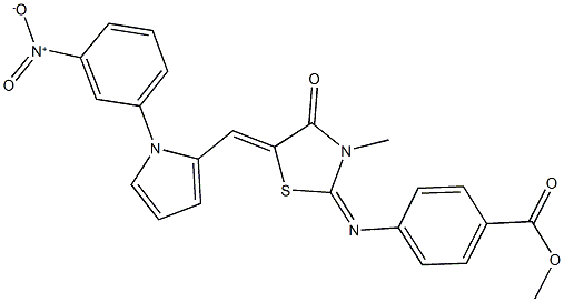 methyl 4-({5-[(1-{3-nitrophenyl}-1H-pyrrol-2-yl)methylene]-3-methyl-4-oxo-1,3-thiazolidin-2-ylidene}amino)benzoate Struktur