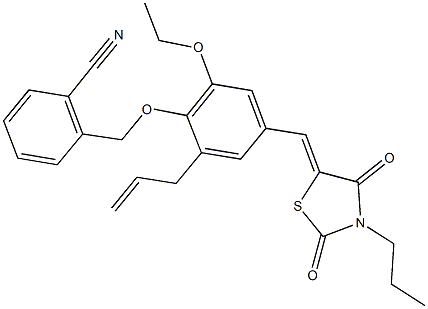 2-({2-allyl-4-[(2,4-dioxo-3-propyl-1,3-thiazolidin-5-ylidene)methyl]-6-ethoxyphenoxy}methyl)benzonitrile Structure