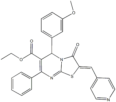 ethyl 5-(3-methoxyphenyl)-3-oxo-7-phenyl-2-(4-pyridinylmethylene)-2,3-dihydro-5H-[1,3]thiazolo[3,2-a]pyrimidine-6-carboxylate Struktur