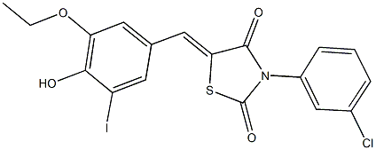 3-(3-chlorophenyl)-5-(3-ethoxy-4-hydroxy-5-iodobenzylidene)-1,3-thiazolidine-2,4-dione Structure