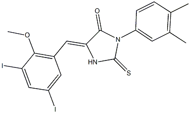 5-(3,5-diiodo-2-methoxybenzylidene)-3-(3,4-dimethylphenyl)-2-thioxo-4-imidazolidinone Struktur