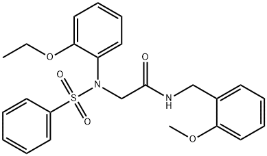 2-[2-ethoxy(phenylsulfonyl)anilino]-N-(2-methoxybenzyl)acetamide 结构式