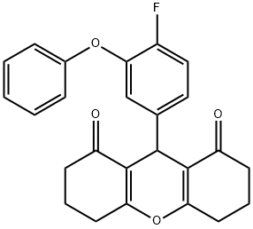 9-(4-fluoro-3-phenoxyphenyl)-3,4,5,6,7,9-hexahydro-1H-xanthene-1,8(2H)-dione,496935-94-5,结构式