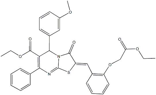 ethyl 2-[2-(2-ethoxy-2-oxoethoxy)benzylidene]-5-(3-methoxyphenyl)-3-oxo-7-phenyl-2,3-dihydro-5H-[1,3]thiazolo[3,2-a]pyrimidine-6-carboxylate Structure