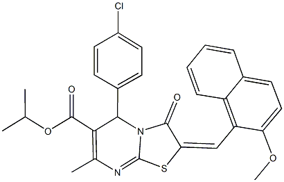 isopropyl 5-(4-chlorophenyl)-2-[(2-methoxy-1-naphthyl)methylene]-7-methyl-3-oxo-2,3-dihydro-5H-[1,3]thiazolo[3,2-a]pyrimidine-6-carboxylate Structure