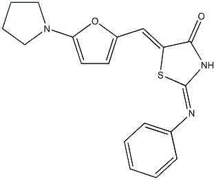 2-(phenylimino)-5-{[5-(1-pyrrolidinyl)-2-furyl]methylene}-1,3-thiazolidin-4-one,496936-25-5,结构式