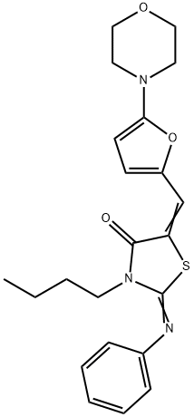 3-butyl-5-{[5-(4-morpholinyl)-2-furyl]methylene}-2-(phenylimino)-1,3-thiazolidin-4-one Structure