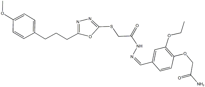 2-(2-ethoxy-4-{2-[({5-[3-(4-methoxyphenyl)propyl]-1,3,4-oxadiazol-2-yl}sulfanyl)acetyl]carbohydrazonoyl}phenoxy)acetamide Struktur