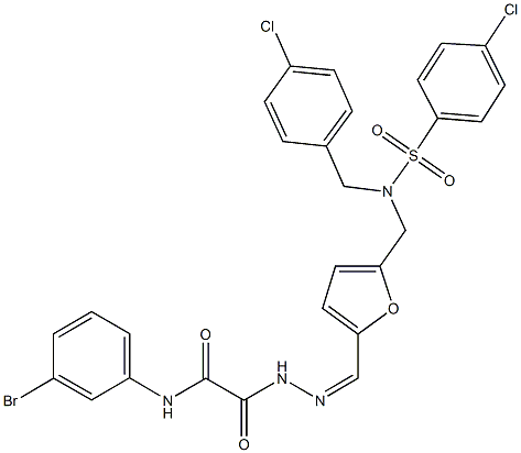 N-(3-bromophenyl)-2-(2-{[5-({(4-chlorobenzyl)[(4-chlorophenyl)sulfonyl]amino}methyl)-2-furyl]methylene}hydrazino)-2-oxoacetamide Structure