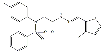 N-(4-fluorophenyl)-N-(2-{2-[(3-methyl-2-thienyl)methylene]hydrazino}-2-oxoethyl)benzenesulfonamide 化学構造式