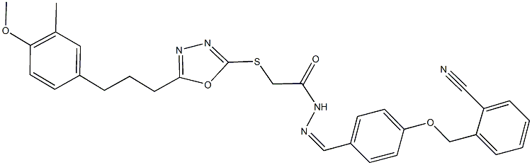 N'-{4-[(2-cyanobenzyl)oxy]benzylidene}-2-({5-[3-(4-methoxy-3-methylphenyl)propyl]-1,3,4-oxadiazol-2-yl}sulfanyl)acetohydrazide Structure