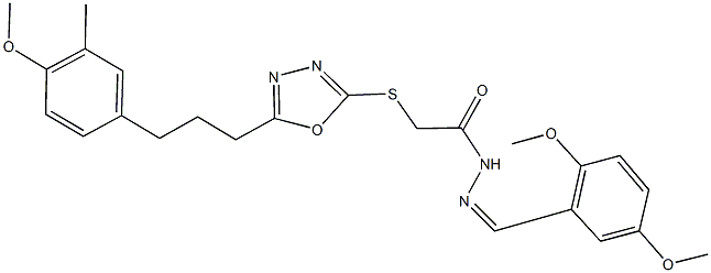 N'-(2,5-dimethoxybenzylidene)-2-({5-[3-(4-methoxy-3-methylphenyl)propyl]-1,3,4-oxadiazol-2-yl}sulfanyl)acetohydrazide,496937-40-7,结构式