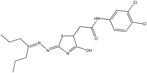 N-(3,4-dichlorophenyl)-2-{4-hydroxy-2-[(1-propylbutylidene)hydrazono]-2,5-dihydro-1,3-thiazol-5-yl}acetamide Structure