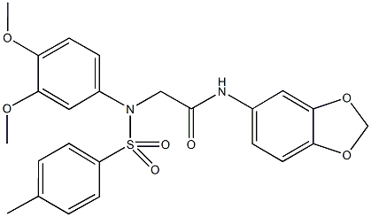 N-(1,3-benzodioxol-5-yl)-2-{3,4-dimethoxy[(4-methylphenyl)sulfonyl]anilino}acetamide Structure