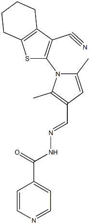 N'-{[1-(3-cyano-4,5,6,7-tetrahydro-1-benzothien-2-yl)-2,5-dimethyl-1H-pyrrol-3-yl]methylene}isonicotinohydrazide,496939-44-7,结构式