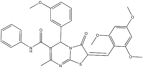 5-(3-methoxyphenyl)-7-methyl-3-oxo-N-phenyl-2-(2,4,6-trimethoxybenzylidene)-2,3-dihydro-5H-[1,3]thiazolo[3,2-a]pyrimidine-6-carboxamide Structure