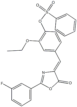 496940-01-3 2-ethoxy-4-[(2-(3-fluorophenyl)-5-oxo-1,3-oxazol-4(5H)-ylidene)methyl]phenyl benzenesulfonate