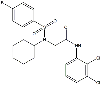 2-{cyclohexyl[(4-fluorophenyl)sulfonyl]amino}-N-(2,3-dichlorophenyl)acetamide,496940-09-1,结构式