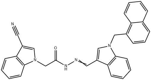 2-(3-cyano-1H-indol-1-yl)-N'-{[1-(1-naphthylmethyl)-1H-indol-3-yl]methylene}acetohydrazide Structure