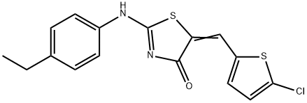 5-[(5-chloro-2-thienyl)methylene]-2-[(4-ethylphenyl)imino]-1,3-thiazolidin-4-one Structure